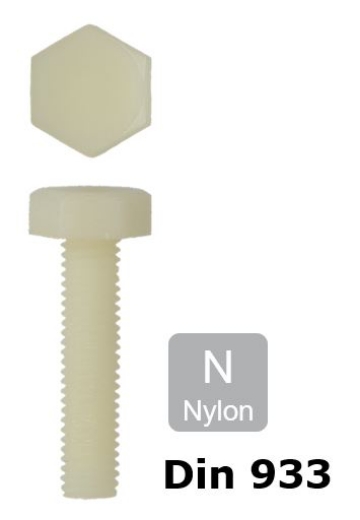 Afbeeldingen van Zeskantbout met volledige draad Din 933 M10x30 wit kunststof PA 6.6