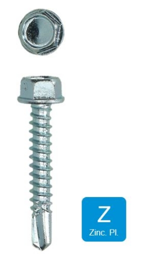 Afbeeldingen van Zelfborende plaatschroef met zeskant kop Din 7504K 4.8x22 (SW8) verzinkt