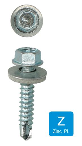 Afbeeldingen van Zelfborende plaatschroef zeskant met afdichtingsring 6.3x130 SW10 (16mm) verzinkt