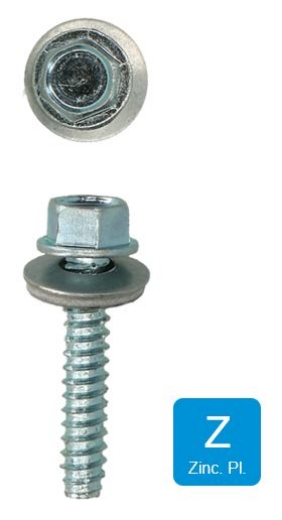 Afbeeldingen van Dak & gevelbout type BZ stomp met afdichtingsring  6.3x32 (16mm) verzinkt