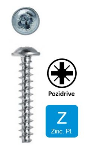 Afbeeldingen van Schroef voor kunststof  met flenskop Pozidrive PZ1 3x10 verzinkt