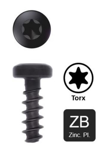 Afbeeldingen van Schroef voor kunststof met ronde kop Torx TX8 - 2.5x10 zwart verzinkt