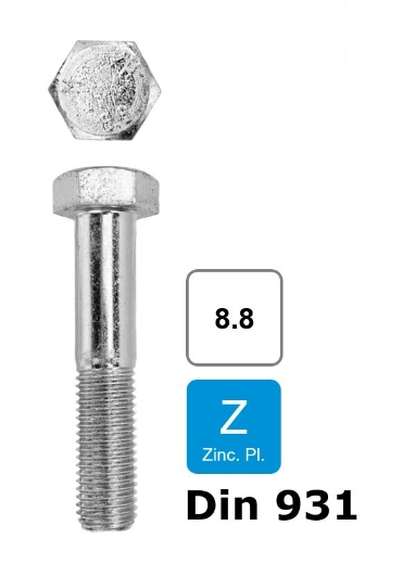 Afbeeldingen van Zeskantbout met deeldraad Din 931 M24x85 verzinkt 8.8 (SW36)