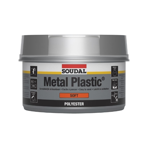 Afbeeldingen van Soudal Metal Plastic Soft beige met tube verharder, pot 1kg - 104314