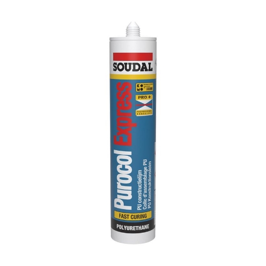 Afbeeldingen van Soudal Purocol Express D4 (snelle constructielijm) watervast, koker 310ml - 101127
