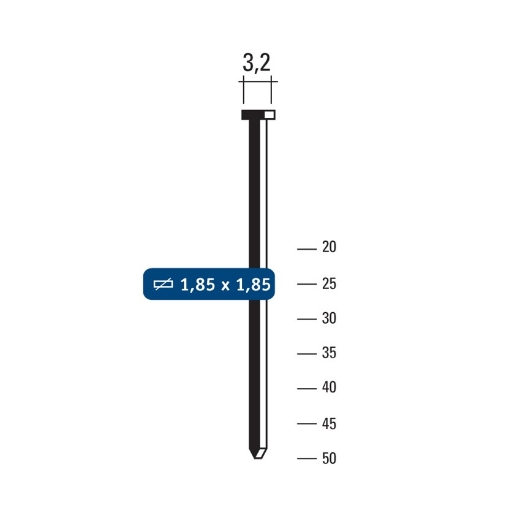 Hewitool geharde staalnagel ST18 - 35mm (1.85x3.2mm - 3000st) - FRST183500