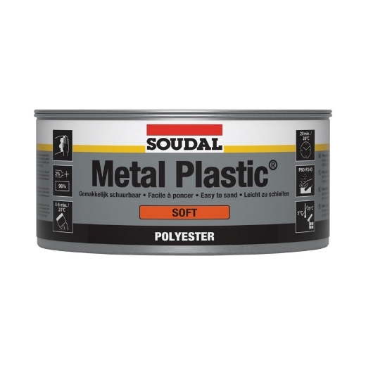 Afbeeldingen van Soudal Metal Plastic Soft beige met tube verharder, pot 2kg - 105975