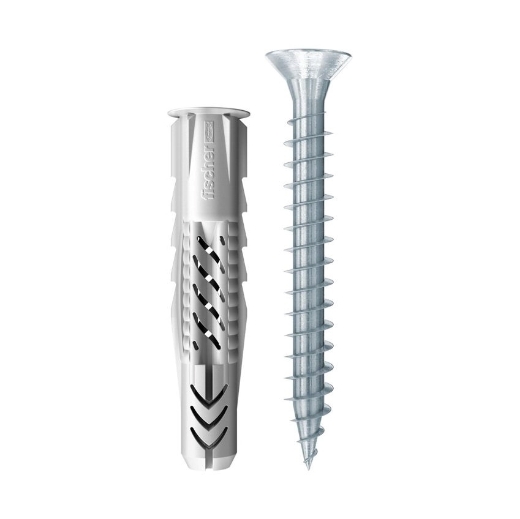 Afbeeldingen van Fischer universele plug UX 6X50R S/20, met kraag & schroef 4.5x75mm - 94759