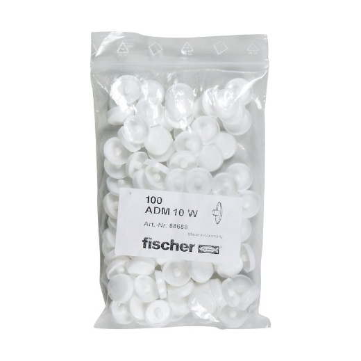 Fischer afdekkap voor kozijnplug F10 metaal ADM 10 wit (4mm) - 88688