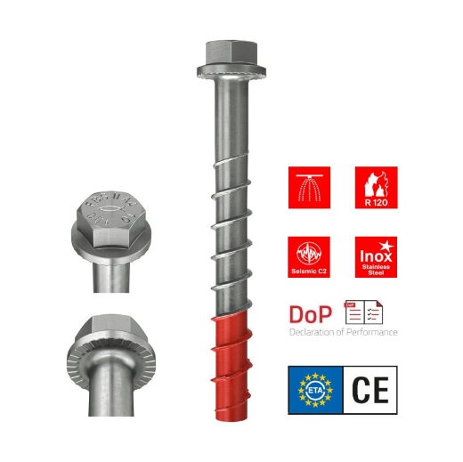 Afbeeldingen van Fischer betonschroef Ultracut FBS 10x120/65/55/35 US, inox A4, zeskant SW15 - 543574