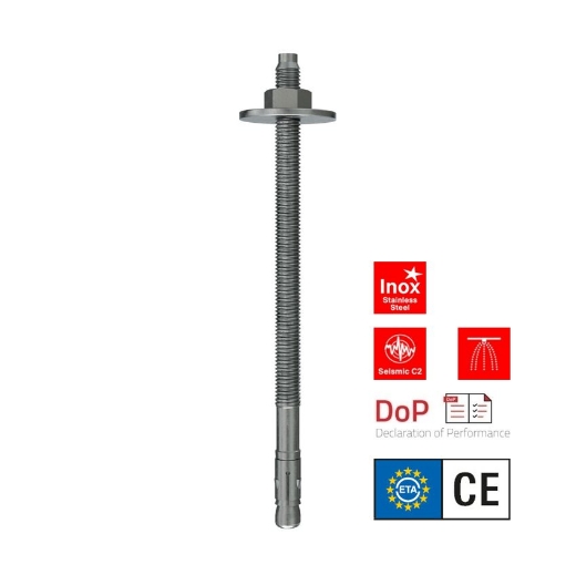 Afbeeldingen van Fischer doorsteekanker FAZ II 12/10 GS (12x120), inox A4, met grote onderlegring SW19 - 501414