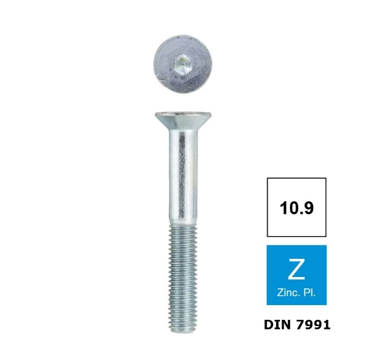 Afbeeldingen van Inbusbout met verzonken kop Din 7991 M12x110 verzinkt 10.9 (S8)