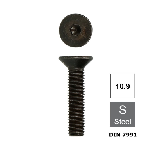 Afbeeldingen van Inbusbout met verzonken kop Din 7991 M5x12 blank staal 10.9 (S3)