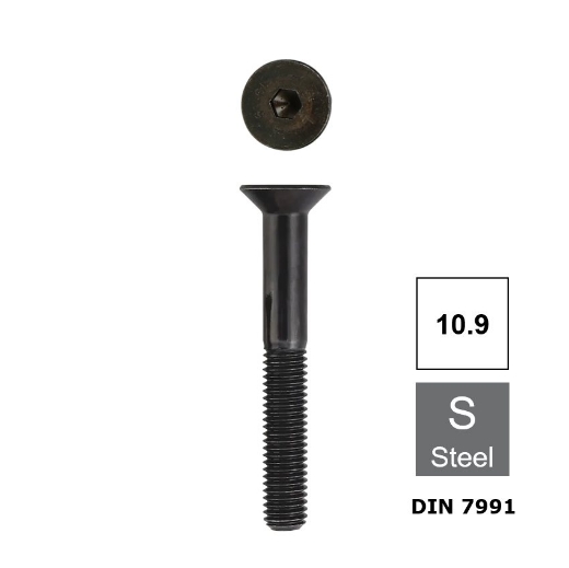 Afbeeldingen van Inbusbout met verzonken kop Din 7991 M6x50 blank staal 10.9 (S4)