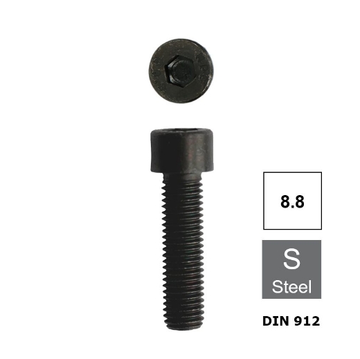 Inbusbout met cilinderkop Din 912 M3x12 blank staal 8.8 (S2.5)