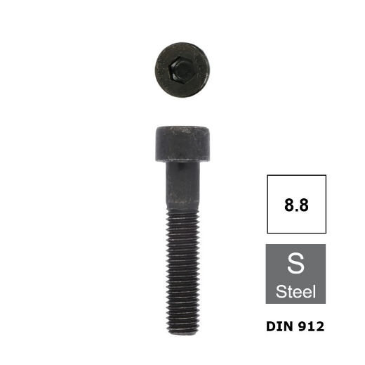 Inbusbout met cilinderkop Din 912 M12x140 blank staal 8.8 (S10)