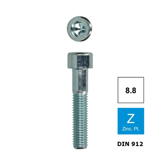 Inbusbout met cilinderkop Din 912 M3x25 verzinkt 8.8 (S2.5)