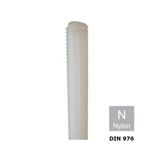 Afbeeldingen van Draadstang Din 976 lengte 1m M6 wit kunststof PA 6.6