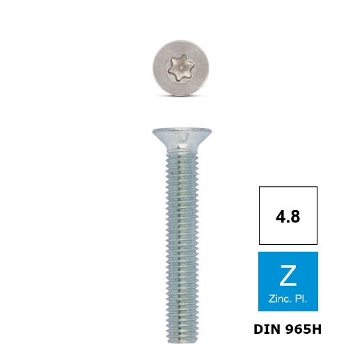 Afbeeldingen van Metaalschroef met verzonken kop en Torx indruk TX20 Din 965H-T M4x6 verzinkt 4.8