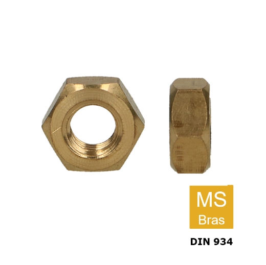 Afbeeldingen van Zeskantmoer Din 934 M6 messing (S10)