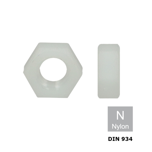 Afbeeldingen van Zeskantmoer Din 934 M6 wit kunststof PA 6.6 (S10)
