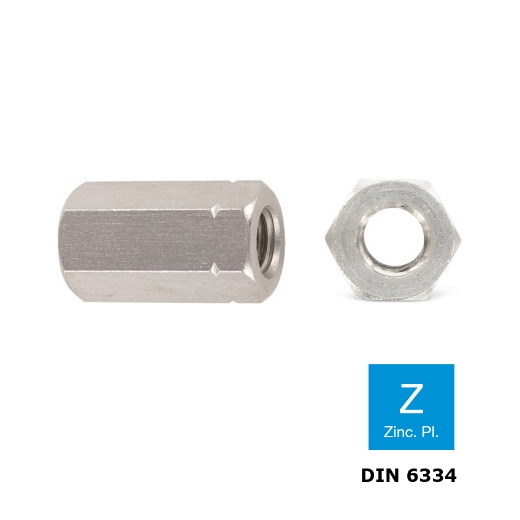 Afbeeldingen van Hoge zeskantmoer Din 6334 M16x48 verzinkt (S24)