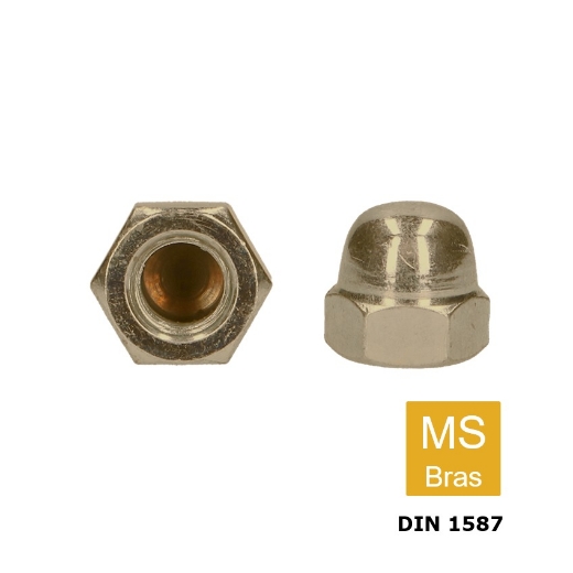 Afbeeldingen van Zeskant dopmoer Din 1587 M5 messing (S8)