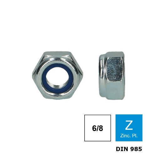 Afbeeldingen van Zeskant borgmoer Din 985 M24 verzinkt 6/8 (S36)