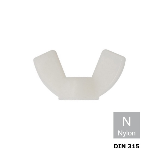 Afbeeldingen van Vleugelmoer Din 315 M10 wit kunststof PA 6.6