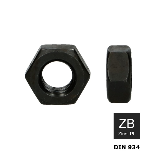 Afbeeldingen van QlinQ® Blackline zeskantmoer Din 934 M8 zwart gecoat (S13) - 1110136