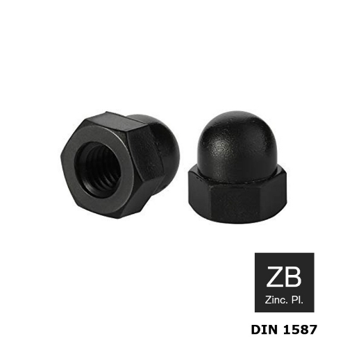 Afbeeldingen van QlinQ® Blackline dopmoer Din 1587 M6 zwart gecoat (S10) - 1110137