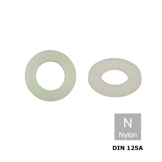 Afbeeldingen van Vlakke sluitring Din 125A M16 (17x30x3) wit kunststof PA 6.6