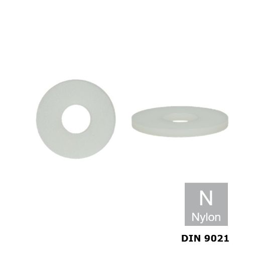 Afbeeldingen van Vlakke sluitring Din 9021 M6 (6.4x18x1.6) wit kunststof PA 6.6