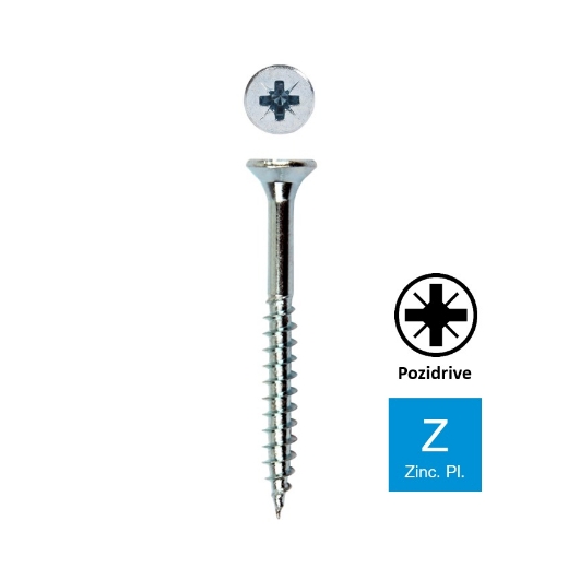 Afbeeldingen van Houtschroef Pozidrive PZ2 met deeldraad 5x60 (35) verzinkt