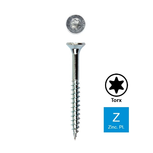 Afbeeldingen van Houtschroef Torx TX20 met deeldraad 4.5x60 (35) verzinkt