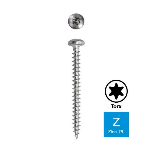 Afbeeldingen van Houtschroef Torx TX25 met bolkop en volledige draad 5x25 verzinkt