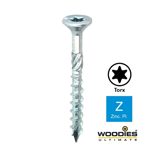 Afbeeldingen van Woodies® Ultimate houtschroef deeldraad Torx TX20 met verzonken kop 4.5x80/50 verzinkt - 61545511