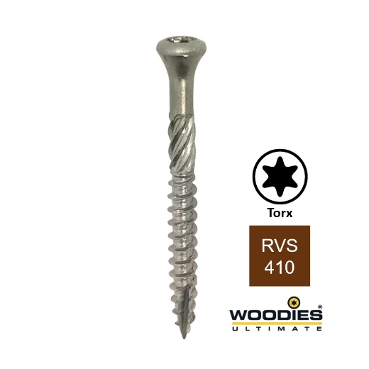 Afbeeldingen van Woodies® Ultimate vlonderschroef  Torx TX20 met verzonken kop 5x60/35 rvs 410 - 61960441