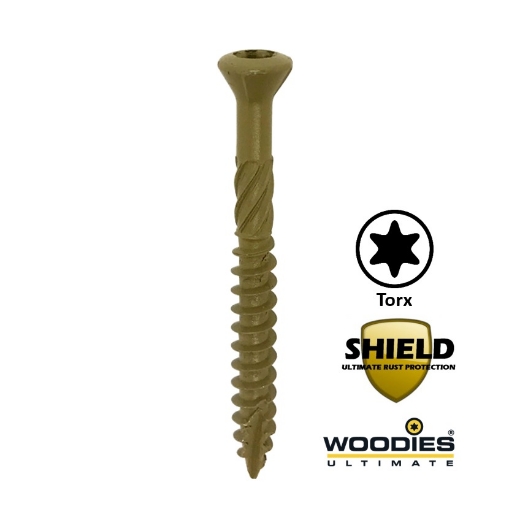 Afbeeldingen van Woodies® Ultimate vlonderschroef  Torx TX20 met verzonken kop 5x70/40 shield - 61970481