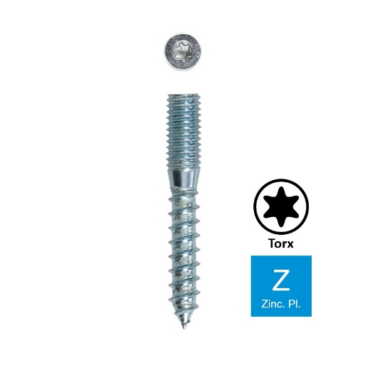 Afbeeldingen van Stokeinde / Stokschroef Torx TX15 M6x80 verzinkt