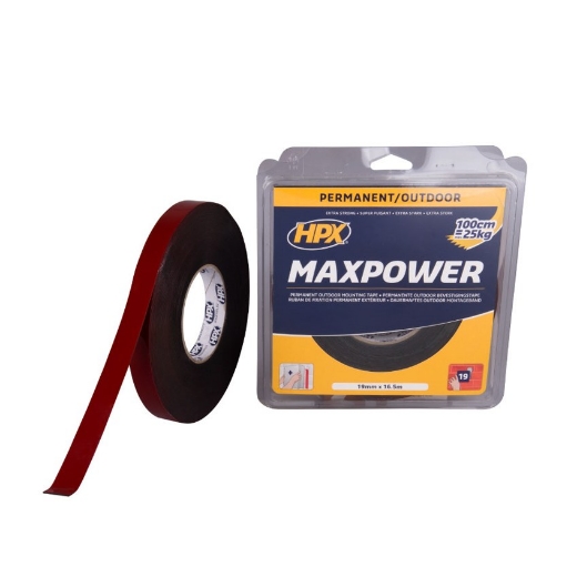 HPX Max Power Outdoor bevestigingstape - zwart 19mm x 16,5m - OT1916