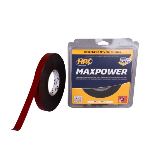 Afbeeldingen van HPX Max Power Outdoor bevestigingstape - zwart 19mm x 16,5m - OT1916