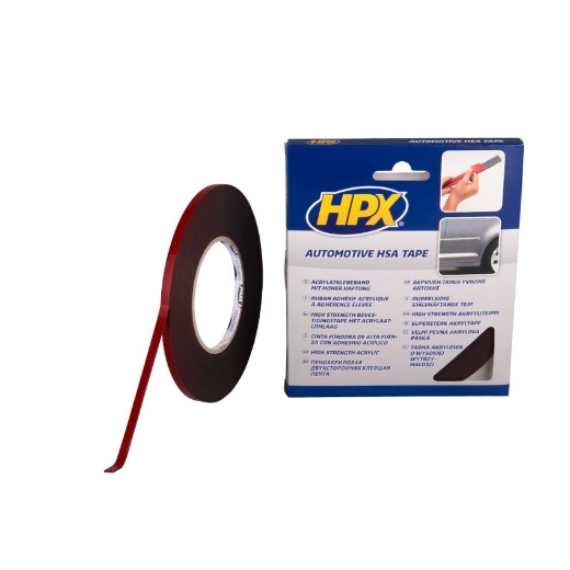 HPX Dubbelzijdige HSA bevestigingstape - antraciet 6mm x 10m - HSA002
