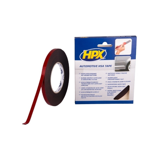 Afbeeldingen van HPX Dubbelzijdige HSA bevestigingstape - antraciet 9mm x 10m - HSA003