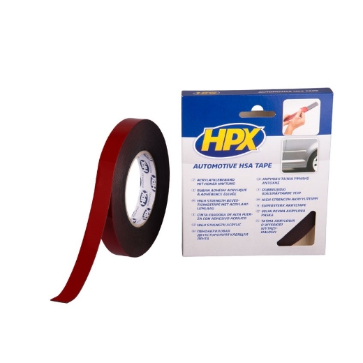 Afbeeldingen van HPX Dubbelzijdige HSA bevestigingstape - antraciet 19mm x 10m - HSA005