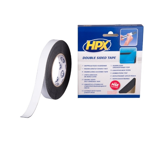 Afbeeldingen van HPX Dubbelzijdige PE bevestigingstape - zwart 19mm x 10m - ZC05