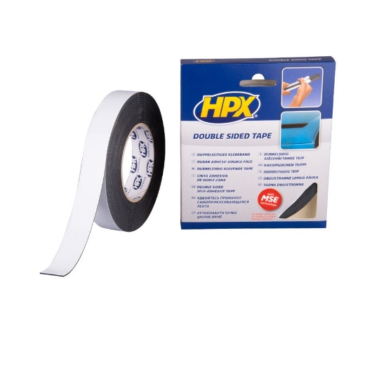 Afbeeldingen van HPX Dubbelzijdige PE bevestigingstape - zwart 25mm x 10m - ZC06