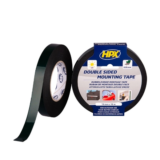 Afbeeldingen van HPX Dubbelzijdige bevestigingstape - zwart 19mm x 10m - DM1910