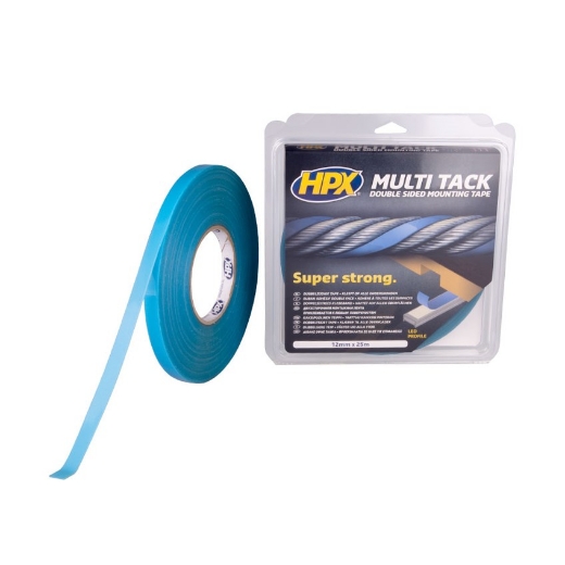 Afbeeldingen van HPX Dubbelzijdige Multi-tack tape - semi-transparant 12mm x 25m - PA1225