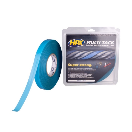 Afbeeldingen van HPX Dubbelzijdige Multi-tack tape - semi-transparant 19mm x 25m - PA1925